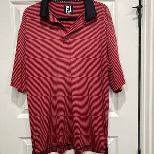 FootJoy Red and Black Striped Polo Shirt